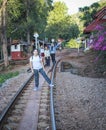 Women visit the Death Railway historical World War 2.