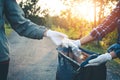 Women volunteer help garbage collection charity. Royalty Free Stock Photo