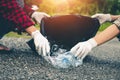 Women volunteer help garbage collection for to recycling environment