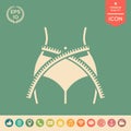 Women waist with measuring tape, weight loss, diet, waistline - icon