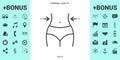 Women waist, weight loss, diet, waistline - line icon