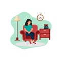 Women waiting her husband back to work flat design illustration clip art