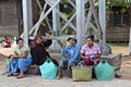 Women waiting for the train in Yangon