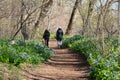 Women Walk Along the Bluebell Trail in Riverbend Park Virginia