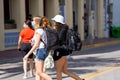 Women walking with backpacks in Miami Beach Spring Break 2021