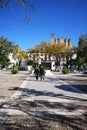 Plaza Major and church, Osina, Spain.