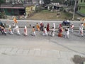 Women walking in the religious rally