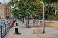 Women walking in St Katharine Docks in Central London, UK Royalty Free Stock Photo