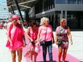 Women walking from the station to the funfair in Tilburg, Netherlands