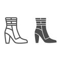 Women warm ankle boot line and solid icon, Winter clothes concept, casual jackboot sign on white background, Leather