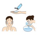 Women-Wash-Face-Cartoon