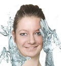 Women with water hands Royalty Free Stock Photo