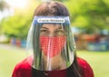 Women wearing Face shield, Asian women use face protection and cloth masks to prevent infection and reduce risk during the