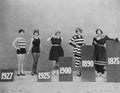 Women wearing fashions of different eras Royalty Free Stock Photo