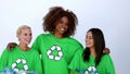 Women wearing green ecologic tshirt