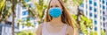 Women wearing hygienic mask to prevent Coronavirus covid 19. People in masks The outbreak of Novel Corona virus. air