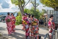 Women wearing kimonos at Kiyomizu-dera Temple in Kyoto Royalty Free Stock Photo