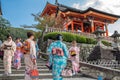 Women wearing kimonos at Kiyomizu-dera Temple in Kyoto Royalty Free Stock Photo