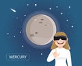 Women wearing virtual reality glasses looking mercury in universe concept