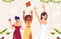 Women at wedding party vector concept