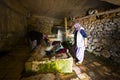 Women who wash dirty clothes in an old-style laundry