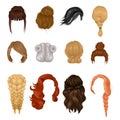 Women Wigs Hairstyle Realistic Icons Set Royalty Free Stock Photo