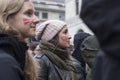 Women on womens march in Zurich on 8th March 2017