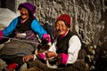 Women workers smile in a remote southern Tibetan Village