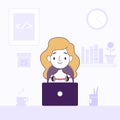 Women working laptop freelancer home workplace