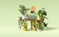 A Women Working On a Laptop Surrounded By House Plants