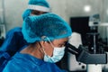 Women working on professional laboratory