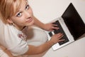 Women write on laptop Royalty Free Stock Photo