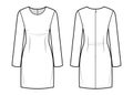 Women's classic dress sketch, long sleeves