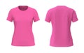 Women's crewneck t-shirt mockup, front, side and back views, design presentation for print, 3d illustration, 3d rendering Royalty Free Stock Photo