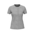 Women& x27;s gray henley t-shirt with short sleeve mockup, front view