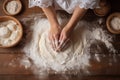 Women& x27;s hands preparing dough