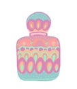 Women's perfume bottle decorated in ethnic style with geometric patterns. Isolated vector illustration Royalty Free Stock Photo