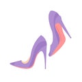 Women& x27;s pumps. A pair of fashionable classic high-heeled shoes in violet color. Vector illustration on white Royalty Free Stock Photo