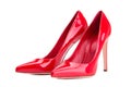 Women& x27;s shoes in red patent leather