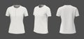 Women& x27;s white henley t-shirt with short sleeve mockup