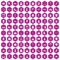 100 womens accessories icons hexagon violet