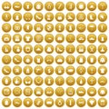100 womens accessories icons set gold