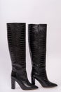 Womens black boots, on white background