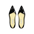 Womens black shoes with pointed toe. Royalty Free Stock Photo