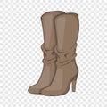 Womens boots high heel icon, cartoon style