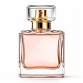 Womens classic perfume bottle isolated on white background, elegant fragrance and luxury floral scent, generative ai