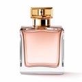 Womens classic perfume bottle isolated on white background, elegant fragrance and luxury floral scent, generative ai