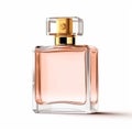 Womens classic perfume bottle isolated on white background, elegant fragrance and luxury floral scent, generative ai