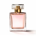 Womens classic perfume bottle isolated on white background, elegant fragrance and luxury floral scent, generative ai