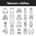 Womens clothes color line icons set. Pictograms for web page, mobile app, promo